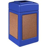 Commercial Zone 720334K StoneTec 42 Gallon Square Blue Open Top Trash Receptacle with Sedona Panels
