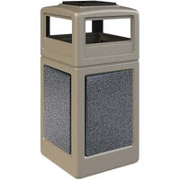 Commercial Zone 720517K StoneTec 42 Gallon Square Beige Decorative Waste Receptacle with Pepperstone Panels and Ashtray Dome Lid