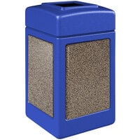 Commercial Zone 720332K StoneTec 42 Gallon Square Blue Open Top Trash Receptacle with Riverstone Panels