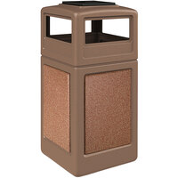 Commercial Zone 720544K StoneTec 42 Gallon Square Nuthatch Trash Receptacle with Sedona Panels and Ashtray Dome Lid