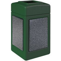Commercial Zone 720326K StoneTec 42 Gallon Square Forest Green Open Top Trash Receptacle with Pepperstone Panels