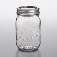 Kerr 503 16 oz. Pint Regular Mouth Glass Canning Jar with Silver Metal Lid and Band - 12/Case