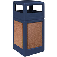 Commercial Zone 720439K StoneTec 42 Gallon Square Dark Blue Trash Receptacle with Sedona Panels and Dome Lid