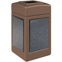 Commercial Zone 720340K StoneTec 42 Gallon Square Nuthatch Open Top Trash Receptacle with Pepperstone Panels