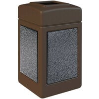 Commercial Zone 720322K StoneTec 42 Gallon Square Brown Open Top Trash Receptacle with Pepperstone Panels