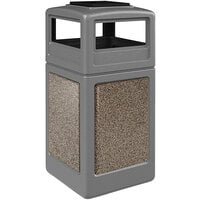 Commercial Zone 720545K StoneTec 42 Gallon Square Gray Trash Receptacle with Riverstone Panels and Ashtray Dome Lid