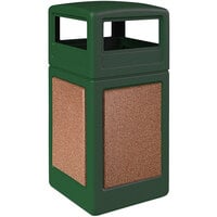 Commercial Zone 720429K StoneTec 42 Gallon Square Forest Green Trash Receptacle with Sedona Panels and Dome Lid