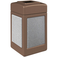 Commercial Zone 720341K StoneTec 42 Gallon Square Nuthatch Open Top Trash Receptacle with Ashtone Panels