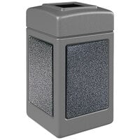 Commercial Zone 720348K StoneTec 42 Gallon Square Gray Open Top Trash Receptacle with Pepperstone Panels