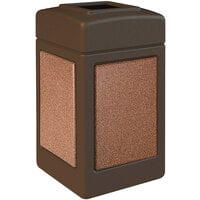 Commercial Zone 720325K StoneTec 42 Gallon Square Brown Open Top Trash Receptacle with Sedona Panels