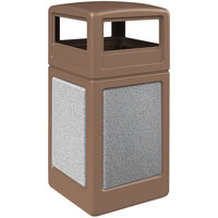 Commercial Zone 720441K StoneTec 42 Gallon Square Nuthatch Trash Receptacle with Ashtone Panels and Dome Lid