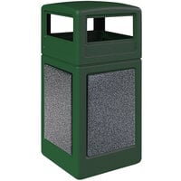 Commercial Zone 720426K StoneTec 42 Gallon Square Forest Green Trash Receptacle with Pepperstone Panels and Dome Lid