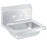 Vollrath 1411 17 inch x 15 inch 20-Gauge Stainless Steel Wall Mounted Hand Sink for Hands-Free Faucet - 5 1/2 inch Deep
