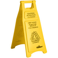 Continental 119 26 inch Yellow Trilingual Double Sided Caution Wet Floor Sign