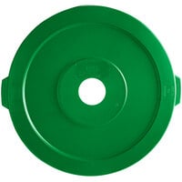 Lavex Janitorial 32 Gallon Green Round Commercial Recycling Can Lid with 3 1/2" Hole