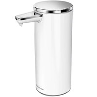 Simplehuman ST1045 9 oz. White Stainless Steel Soap / Sanitizer Dispenser with Touchless Sensor Pump