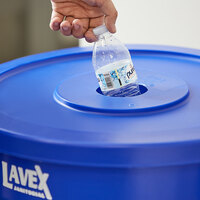 Lavex Janitorial 32 Gallon Blue Round Commercial Recycling Can Lid with 3 1/2 inch Hole