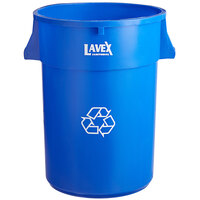 Lavex Janitorial 44 Gallon Blue Round Commercial Recycling Can