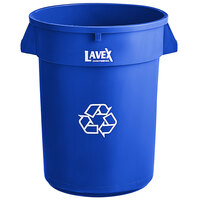 Lavex Janitorial 32 Gallon Blue Round Commercial Recycling Can