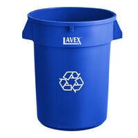 Lavex 32 Gallon Blue Round Commercial Recycling Can