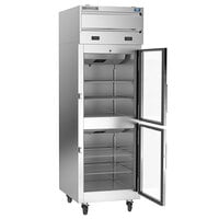 Beverage-Air CT12-12HC-1HG Cross-Temp 2 Section Convertible Reach-In Refrigerator / Freezer with Glass Half Doors