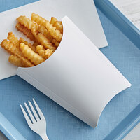 Choice 9 oz. Extra Large White Paper French Fry Scoop / Tray - 50/Pack