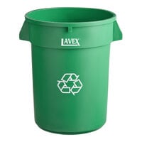 Lavex 32 Gallon Green Round Commercial Recycling Can