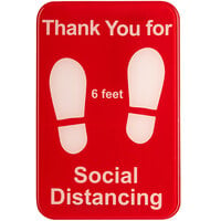 Tablecraft 10540 6 inch x 9 inch Red / White Plastic Thank You for Social Distancing Sign