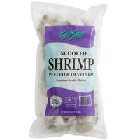 13/15 Size Peeled and Deveined Tail-On Raw White Shrimp 2 lb. - 5/Case