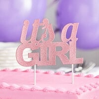 Creative Converting 335054 Pink Glitter It's a Girl Cake Topper