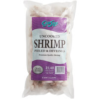 31/40 Size Peeled and Deveined Tail-On Raw White Shrimp 2 lb. Bag - 5/Case