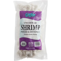 41/50 Size Peeled and Deveined Tail-Off Raw White Shrimp 2 lb. Bag - 5/Case