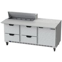 Beverage-Air SPED72HC-10C-4 72 inch 1 Door 4 Drawer Cutting Top Refrigerated Sandwich Prep Table with 17 inch Wide Cutting Board