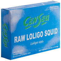 CenSea 2.5 lb. 3/5 inch Wild-Caught Squid Raw Loligo Tubes and Tentacles - 12/Case
