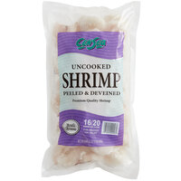 16/20 Size Peeled and Deveined Tail-Off Raw White Shrimp 2 lb. - 5/Case