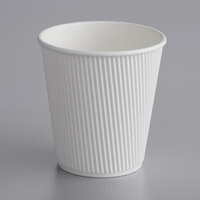 Choice 10 oz. Double Wall Ripple White Paper Hot Cup - 25/Pack