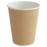 Choice 12 oz. Double Wall Ripple Kraft Paper Hot Cup - 500/Case