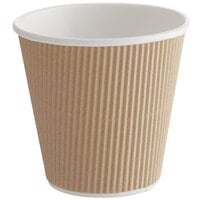 Choice 8 oz. Squat Double Wall Ripple Kraft Paper Hot Cup - 500/Case