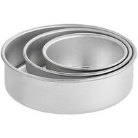 Choice 3 inch Deep Round Straight Sided Aluminum Cake Pan Set - 6 inch, 8 inch, and 10 inch