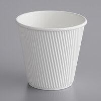 Choice 8 oz. Squat Double Wall Ripple White Paper Hot Cup - 500/Case