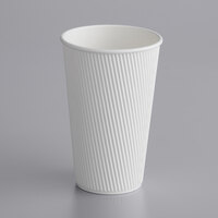 Choice 16 oz. Double Wall Ripple White Paper Hot Cup - 500/Case