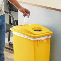 Lavex Janitorial Yellow Slim Rectangular Recycling Trash Can Bottle / Can Lid