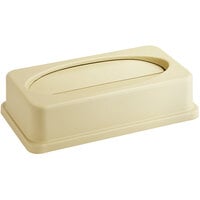 Lavex Beige Slim Rectangular Trash Can Drop Shot Lid