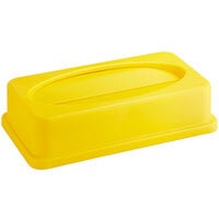 Lavex Yellow Slim Rectangular Trash Can Drop Shot Lid