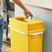 Lavex Janitorial Yellow Slim Rectangular Trash Can Drop Shot Lid