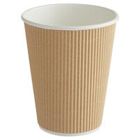 Choice 12 oz. Double Wall Ripple Kraft Paper Hot Cup - 25/Pack