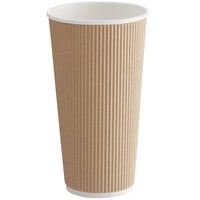 Choice 20 oz. Double Wall Ripple Kraft Paper Hot Cup - 25/Pack