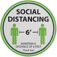 Tablecraft 10614 White / Green Social Distancing Floor Decal - 11 11/16 inch