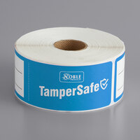 TamperSafe 1 1/2" x 6" Customizable Blue Paper Tamper-Evident Label - 250/Roll