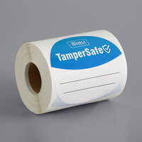 TamperSafe 3 inch Round Customizable Blue Paper Tamper-Evident Label - 250/Roll